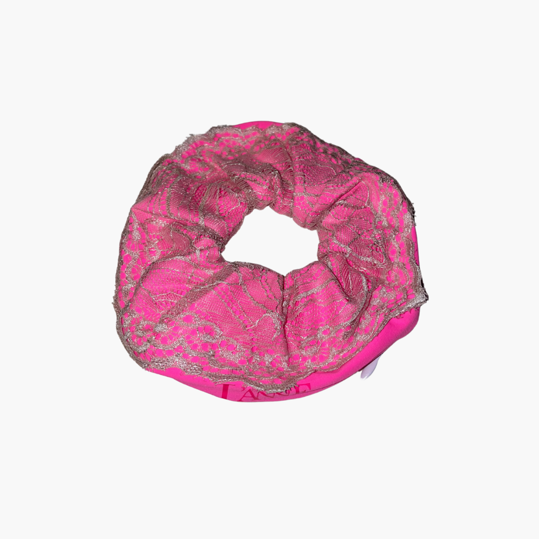 L'ANNE | Rikító rózsaszín csipkés cipzáros hajgumi